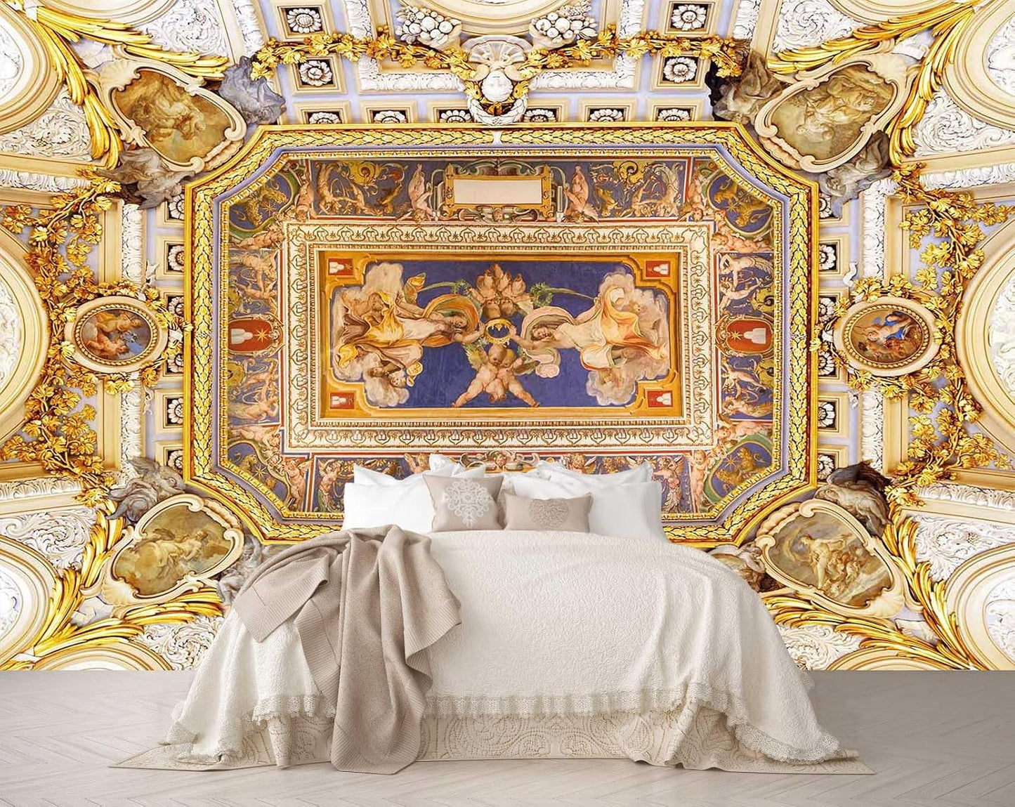 Gold Jesus Christ Religious Fine Decorative Wall Mural for Interior Ceiling and Backdrop Murals（Not Peel and Stick）