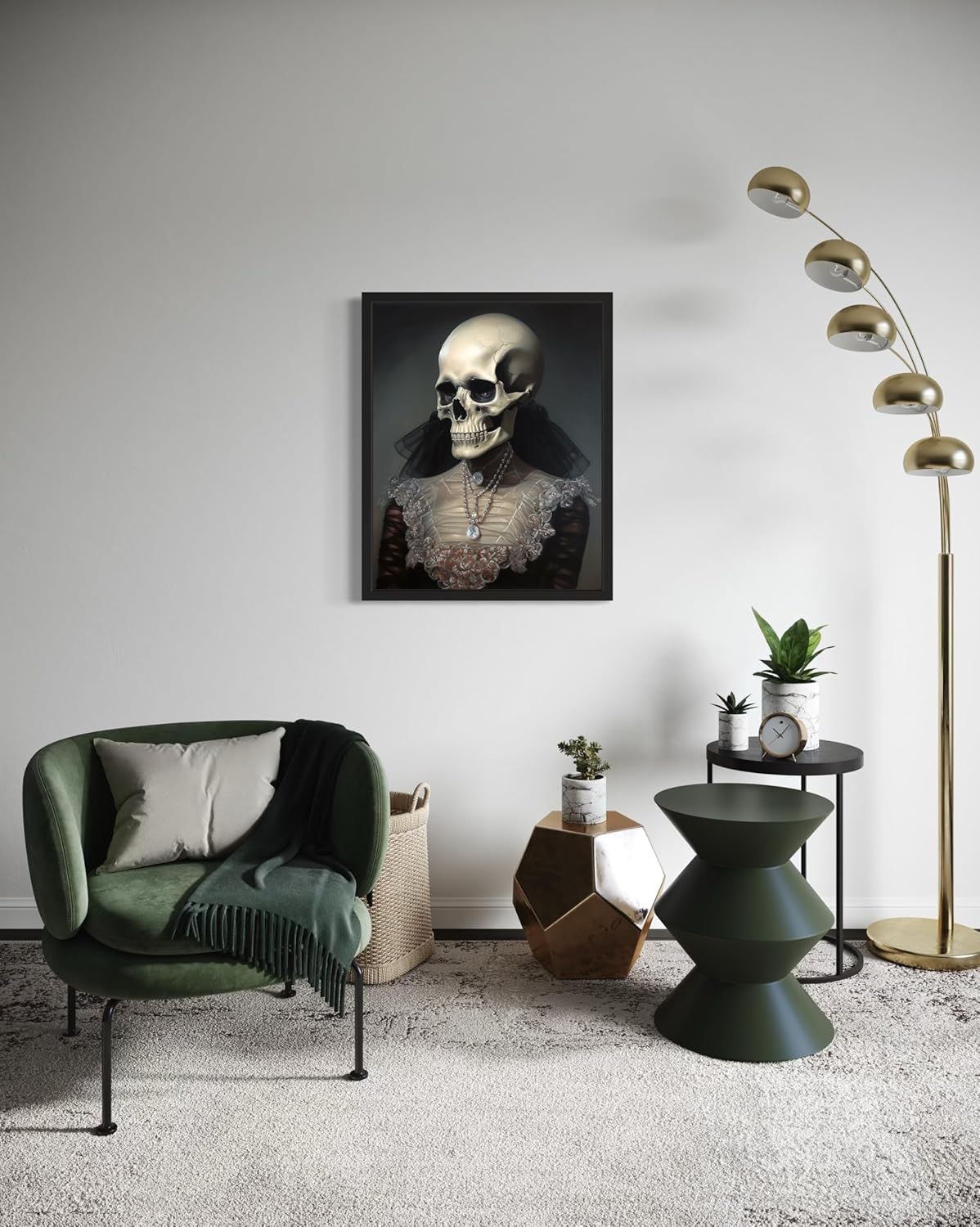 Female Skull Poster Art Print, Halloween Scary Vintage Wall Art Academia Spooky Painting Decoration for Horror Prints, Gothic Posters Bedroom Decor 89 (Female Skull, 8 x 10 inches, Unframed)