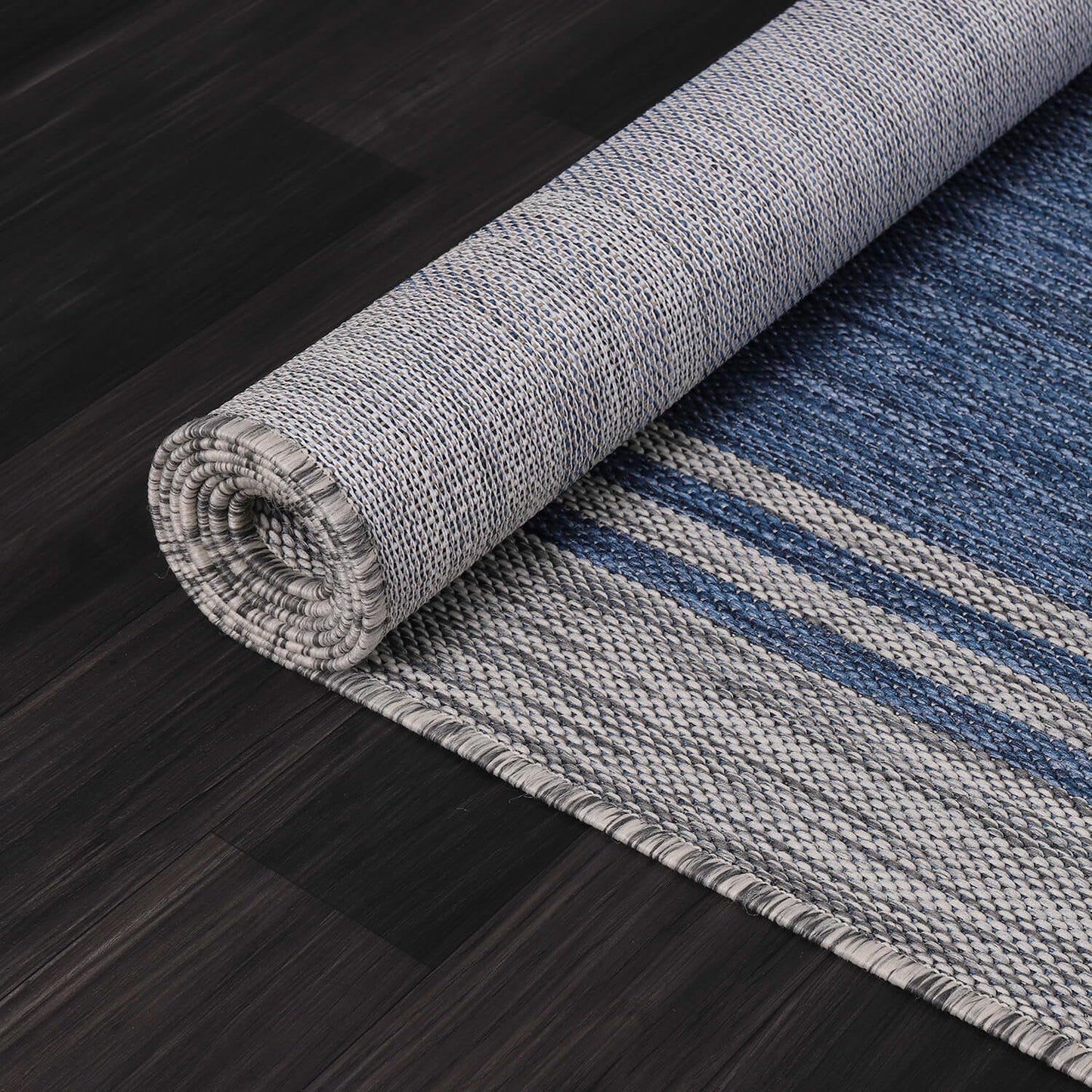 Bordered Outdoor Rug 9x12 Washable Outside Carpet for Indoor Patio Porch Waterproof Easy Cleaning Non Shedding Area Rugs Navy 9 x 12