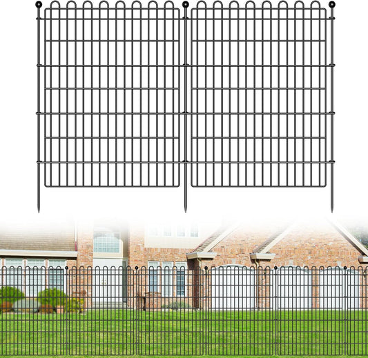 10 Panels No Dig Decorative Garden Fence for Yard, 40 in(H) X 23.6 ft(L) Animal Barrier Fencing for Outdoor Dog, Metal Portable Garden Fences for Borders, Pets, Landscape, Temporary Fence