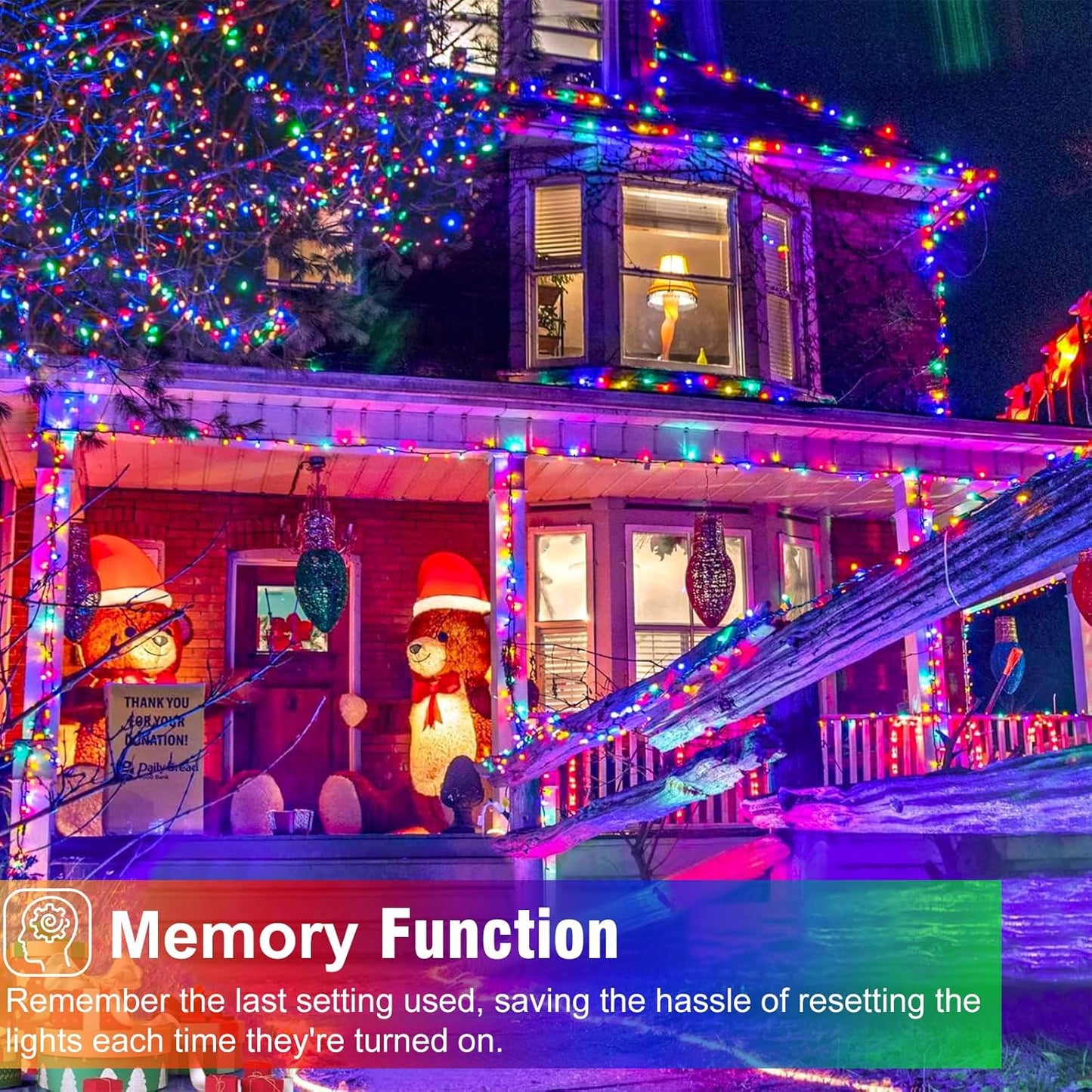 2 Pack Christmas Lights Outdoor, Total 200FT 600LED Christmas String Lights Waterproof, Green Wire Twinkle Tree Lights for Indoor Patio Party Decorations, 1 Pack Warm White & 1 Pack Multicolor