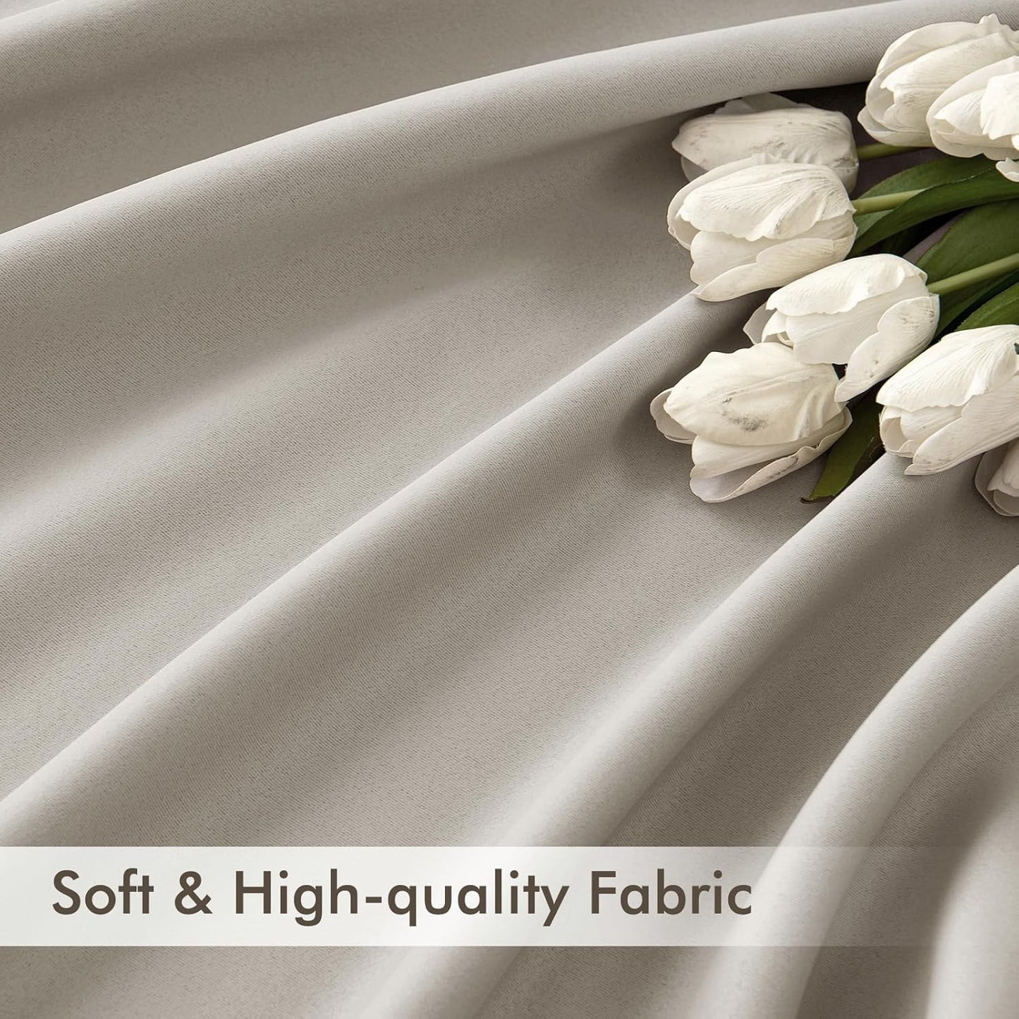 MIULEE Stone Back Tab Blackout Curtains 90 Inches Long 2 Panels Set for Living Room Bedroom Privacy, Rod Pocket/Pinch Pleat Thermal Insulated Room Darkening Pleated Light Blocking Drapes