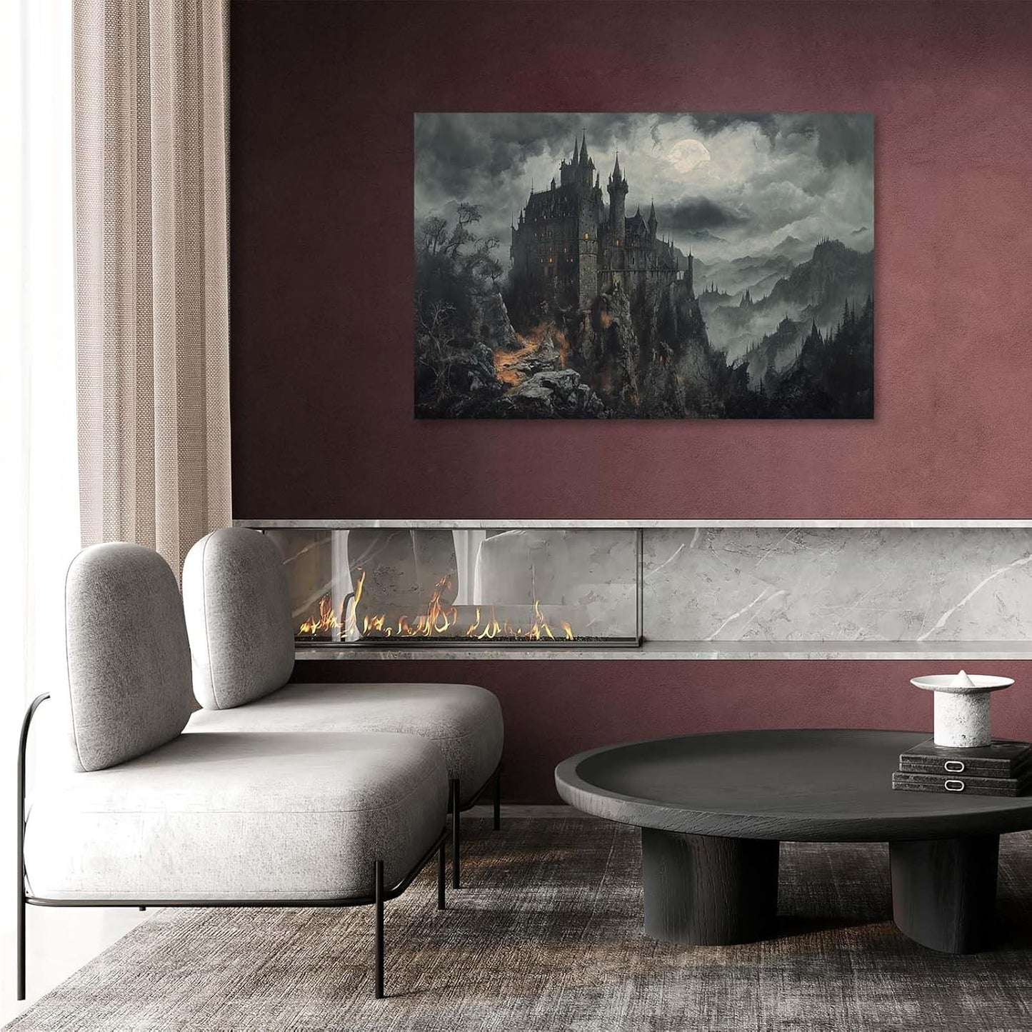 Vintage Castle Poster Dark Academy Victorian Gothic Castle Wall Art Poster Moody Mystical Art Print Suitable for Home Living Room Bedroom16x24in Wood Framed