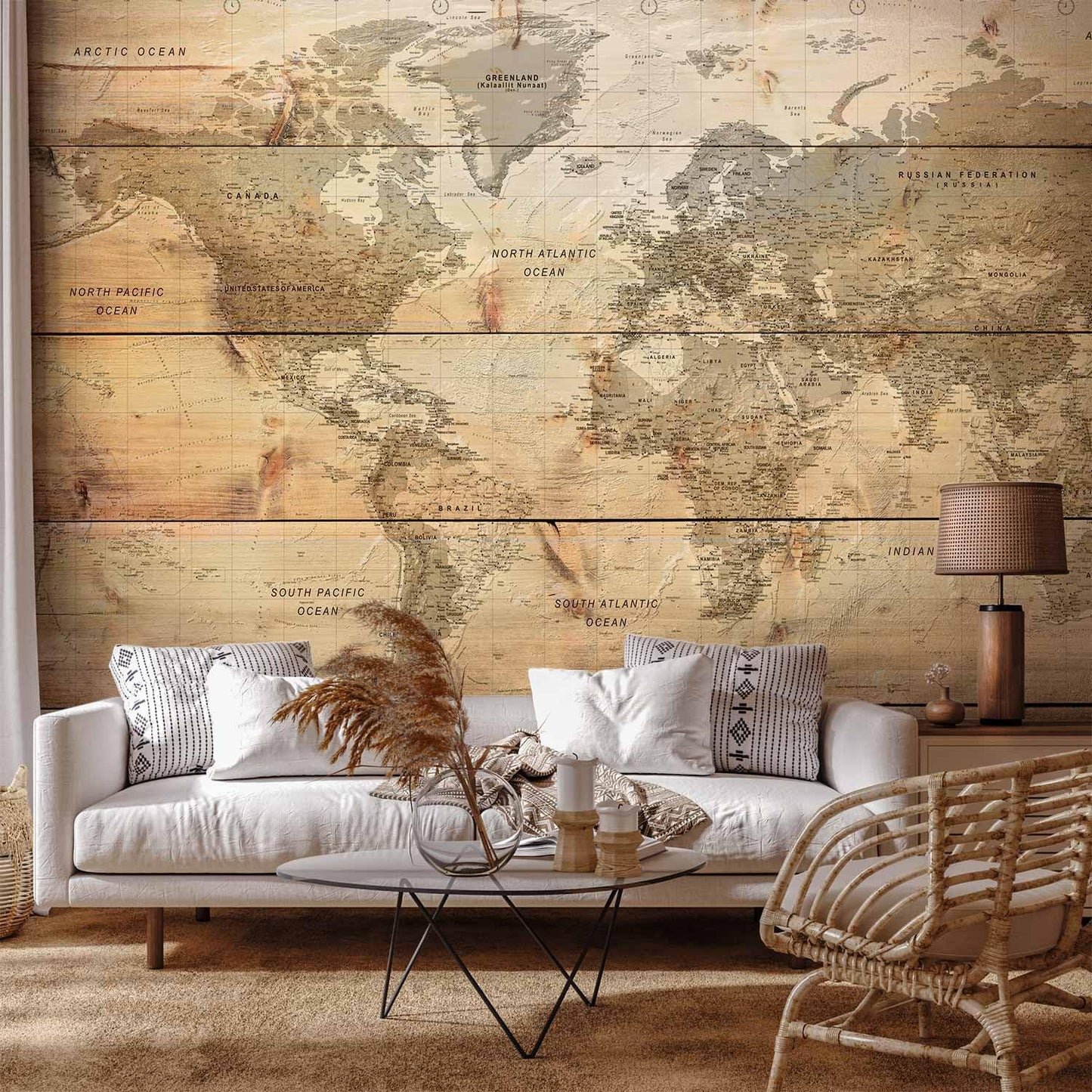 artgeist Wall Mural World Map 116x83 in - XXL Peel and Stick Self-Adhesive Wallpaper Removable Large Sticker Foil Wall Decor Print Picture Image Design Map of The World k-A-0218-a-a