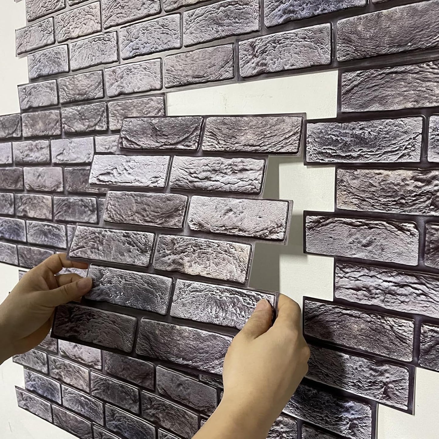 Faux Brick Wall Panels,3D Wall Panel Peel and Stick,3D Brick Wallpaper,10 PCS 11.8 x 11.8 Inch,Faux Brick Foam Self Adhesive Textured Medieval for Living Room Bedroom Cover 8.46.Sq.Ft.