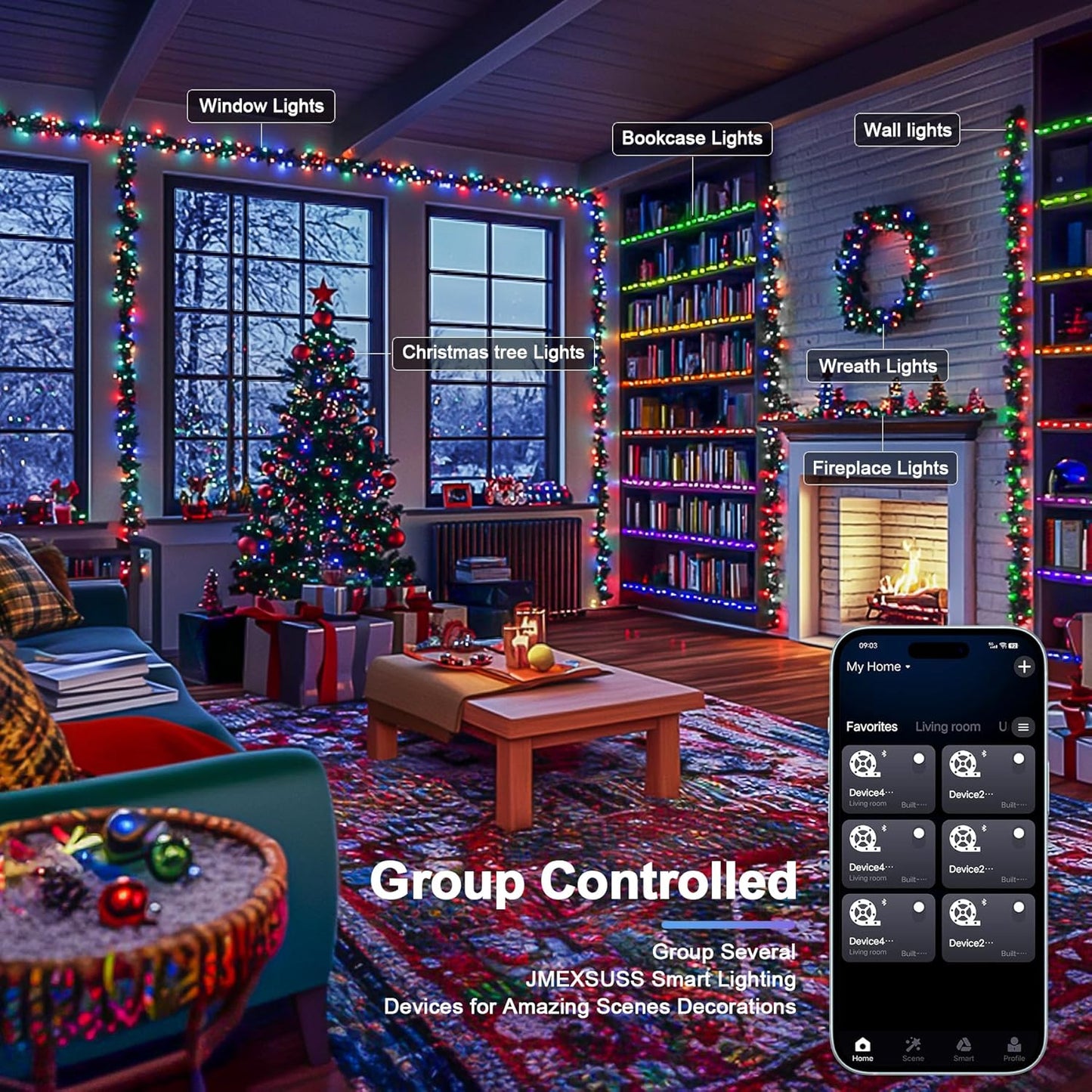 JMEXSUSS 600 LED RGB String Light Outdoor Indoor, Christmas Lights Outdoor Clear Wire Christmas Lights Plug in for Bedroom Tree Room Party Birthday Decorations