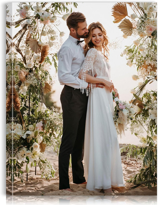 Custom Canvas Prints with Your Photos - Personalized Pictures Print, Customized Photo Gifts, Wall Art Poster Canvas Printing for Wedding, Family, Baby, Pets, Home Office Decor, Wrapped Frame 30x40