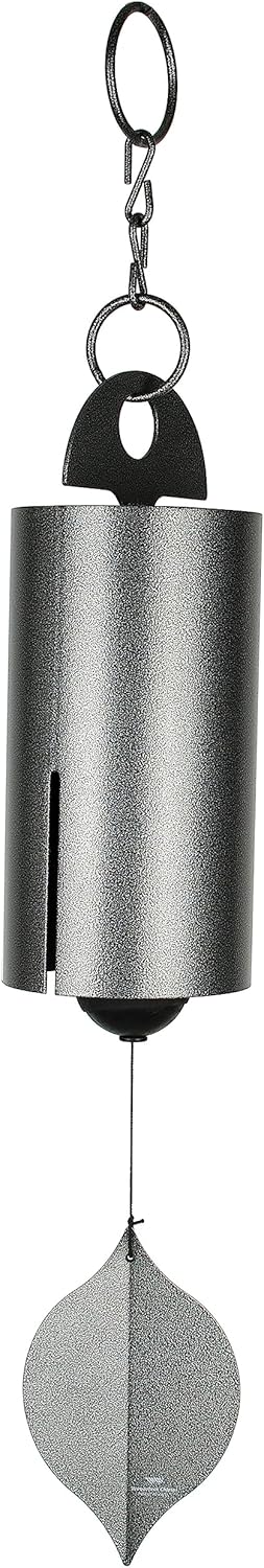 Woodstock Chimes Heroic Windbell Wind Chime for Outside 40" Large Silver,Deep Tone Sound, Outdoor Decor for Patio, Porch, Garden HWLAS