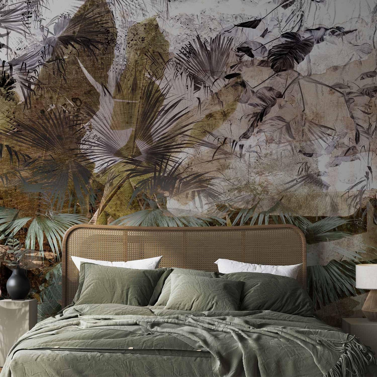 artgeist Wall Mural Tropical Leaves 138x101 in - XXL Non-Woven Wallpaper Fleece Wall Decor Photo Print Picture Image Design Jungle Nature Palm Leaves Like Painted b-C-0789-a-a