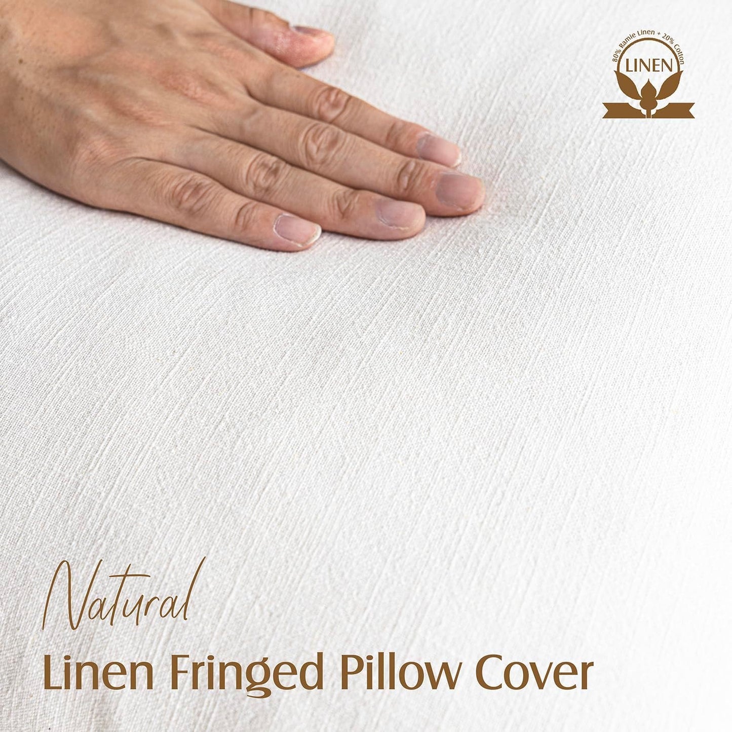 Foindtower Set of 2 Decorative Linen Fringe Throw Pillow Covers Cozy Boho Farmhouse Cushion Cover with Tassels Soft Accent Pillowcase for Couch Sofa Bed Living Room Home Decor,20×20 Inch,White