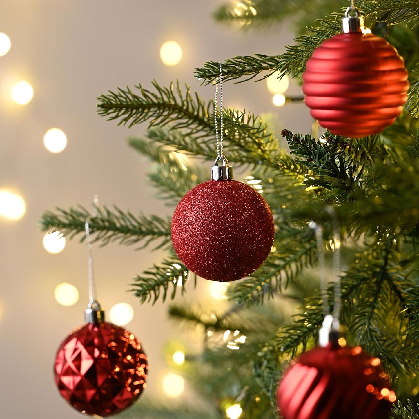 Valery Madelyn Christmas Ornaments Tree Decorations Set for Fall Halloween, 24ct Red Shatterproof Ball Ornaments, 2.36" Hanging Ornament Bulk for Xmas Holiday Party Decor