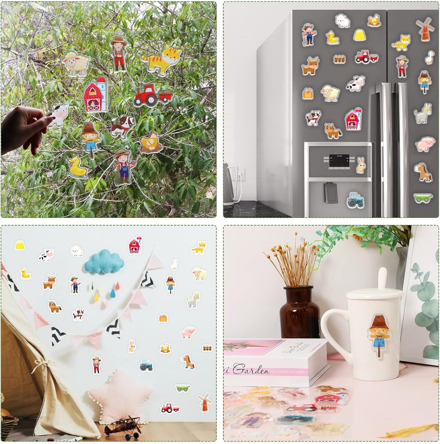 Farm Animals Window Cling Window Thick Gel Clings Decals Stickers for Kids Toddlers and Adults Home Airplane Classroom Nursery Farm Party Supplies Decorations Removable and Reusable 23 PCS