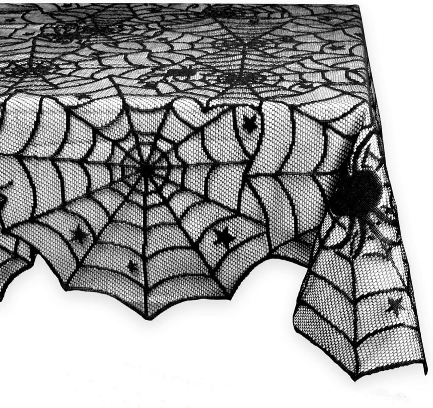 Halloween Tablecloth, Black Spider Web Lace Table Cloth, Gothic Kitchen Decor, Fall-Themed Party Decorations, Spider Web Reusable Home Accent, 54*72 Inches