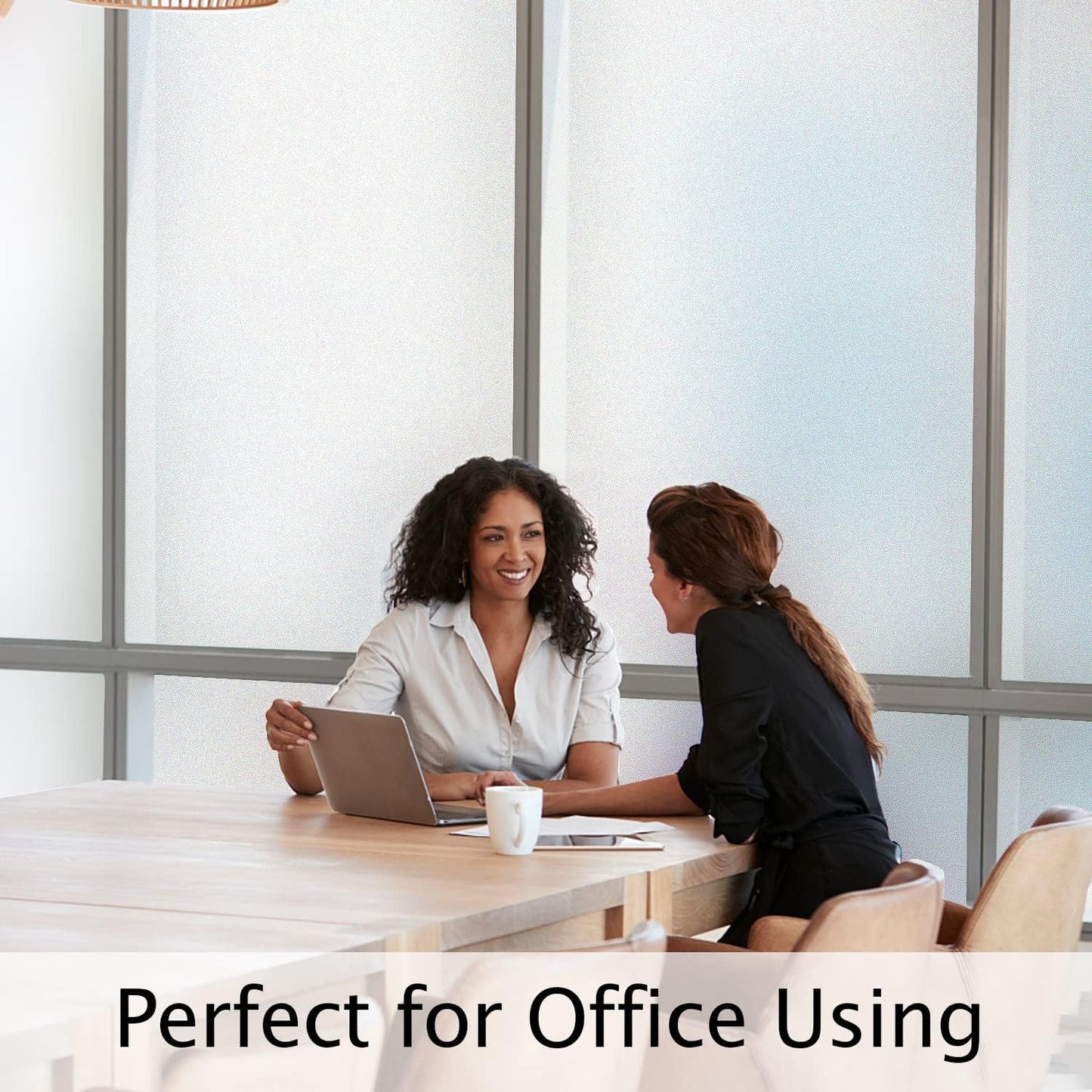 HIDBEA Frosted Window Privacy Film Heat Control UV Blocking, Static Cling Non-Adhesive Reusable Door coverings for Bathroom Home Office (Frosted 35.4 Inch x 32.8 Feet)