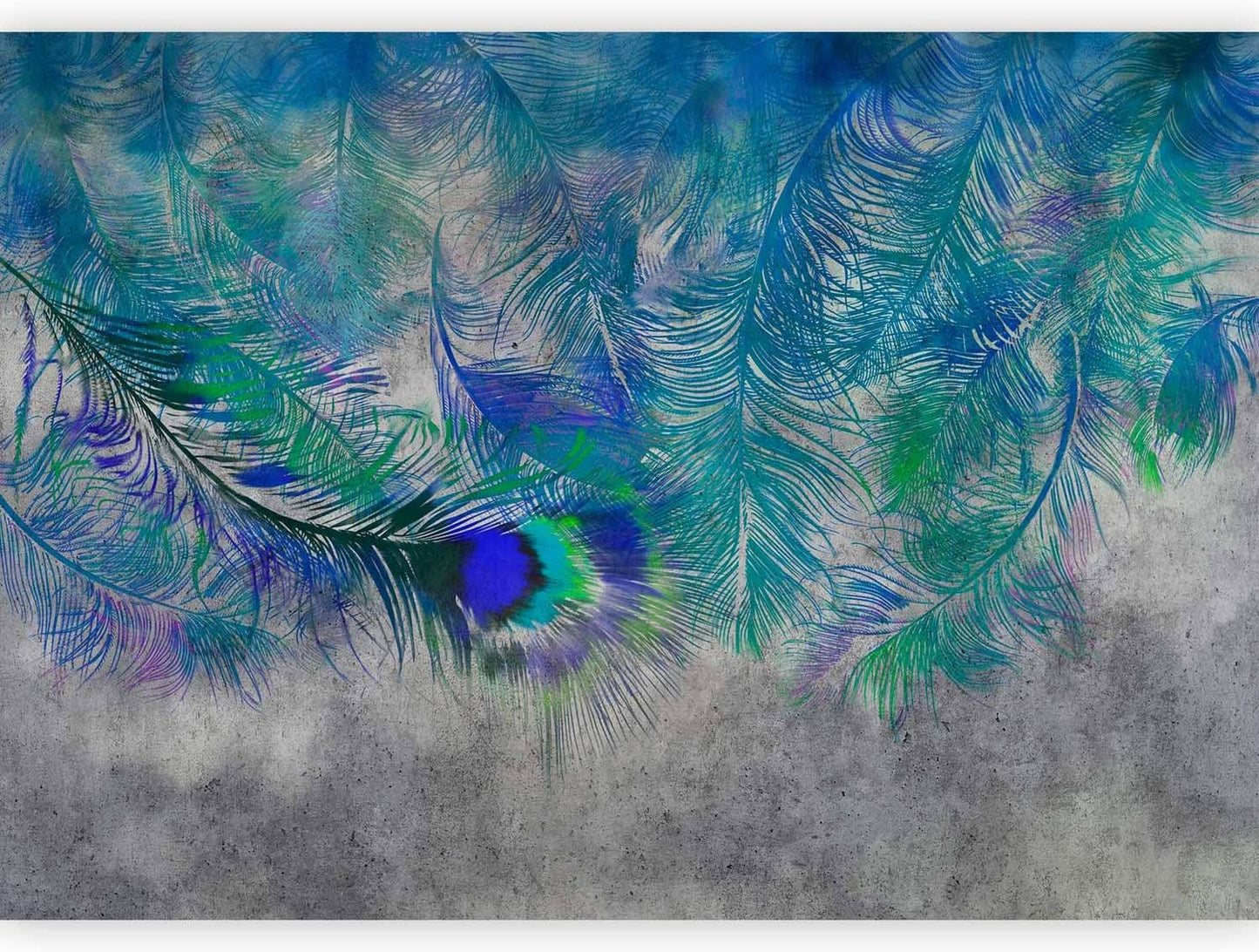 artgeist Wall Mural Cement Feather 154x110 in - XXL Peel and Stick Self-Adhesive Wallpaper Removable Large Sticker Foil Wall Decor Print Picture Image Design Colorful Abstract n-A-1488-a-a