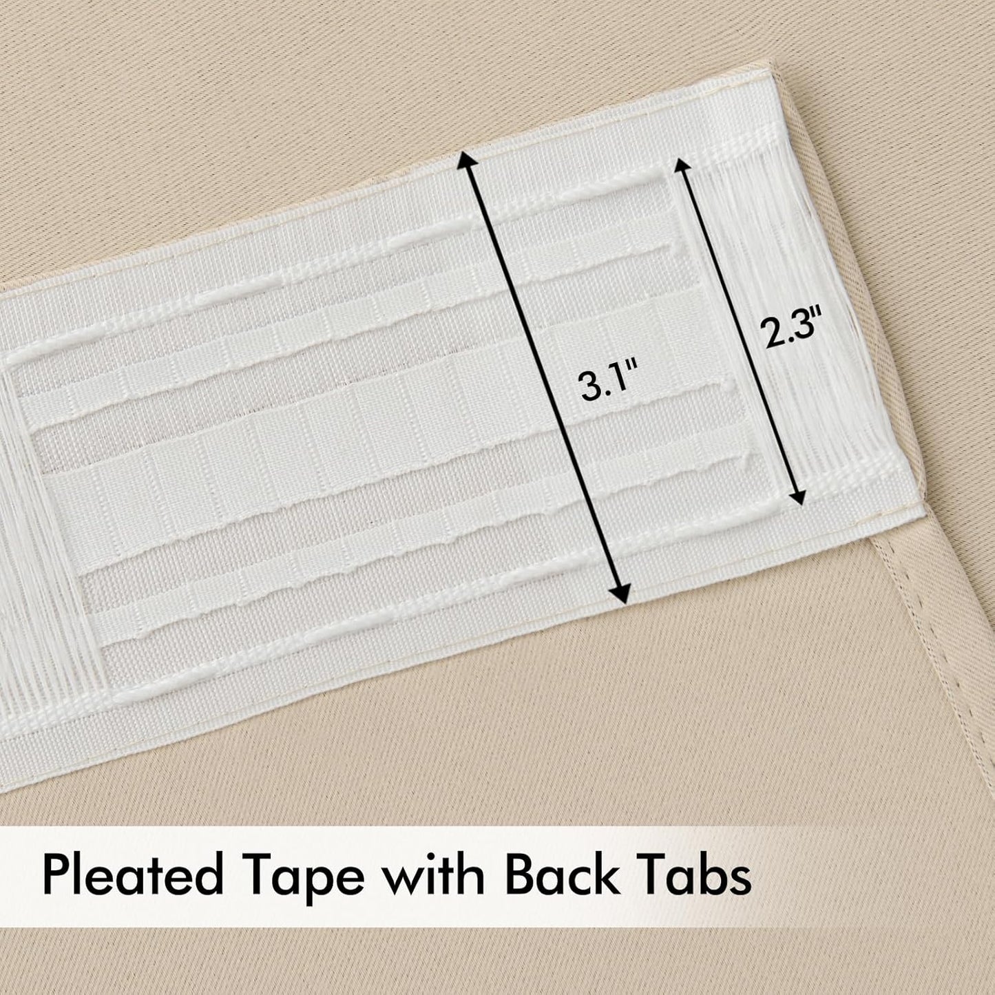MIULEE Cream Beige Back Tab Light Blocking Curtains 80 Inch Length 2 Panels Set for Living Room Bedroom Privacy, Rod Pocket/Pinch Pleat Thermal Insulated Room Darkening Pleated Blackout Drapes