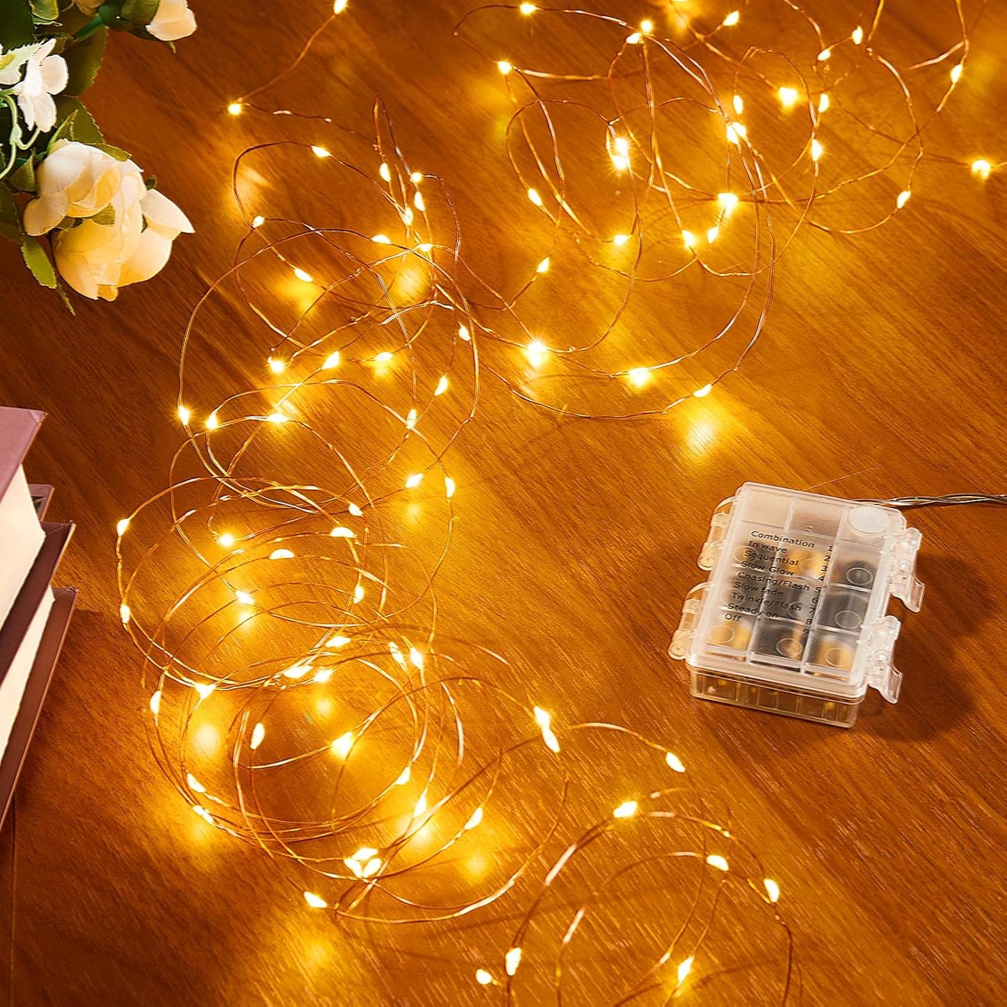 2 Pack 16.4 Ft. Battery Operated Outdoor String Lights with Remote & Timer, LED Warm White Fairy Lights, Waterproof Twinkle Lights for Bedroom, Dorm, Mason Jar, Wedding, Party, Christmas