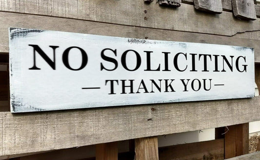 No Soliciting Sign for House,Ideal No Soliciting Signs for Front Door, Wall, Doorbell,Hanging Wood Plaque,Perfect No Solicitation Signs for Every Home, Business or Office 6x18 Inch