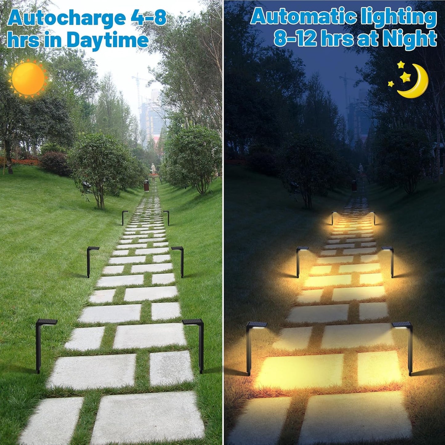 Sunvivo Solar Pathway Lights,2 Modes(Cool White or Warm White),Bright Solar Path Lights Outdoor Waterproof,Perfect Elegant Guide Light or Deco for Yard,Garden,Lawn,Sideway,Driveway,Walkway (2Pack)