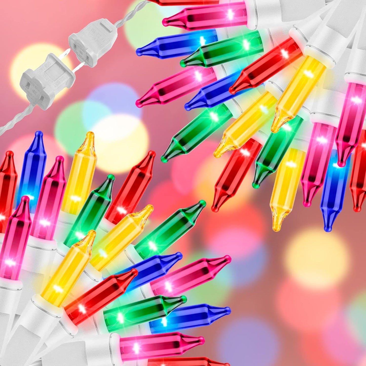 100LIGHTS Multi Easter Mini String Lights，Connectors Christmas Decorative Lights 19.6 UL Certified Waterproof for Easter Home Garden Holiday Christmas Tree Party Patio Wedding