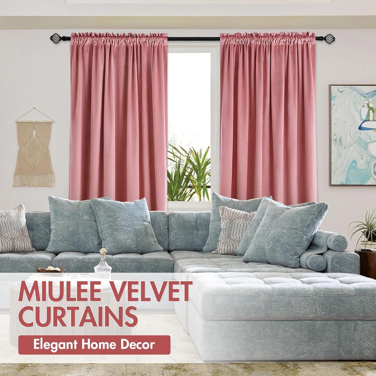 MIULEE Blush Pink Velvet Curtains Thermal Insulated Blackout Curtain Drapes for Bedroom Living Room Darkening 84 Inches Long Curtains Panels Rod Pocket Set of 2