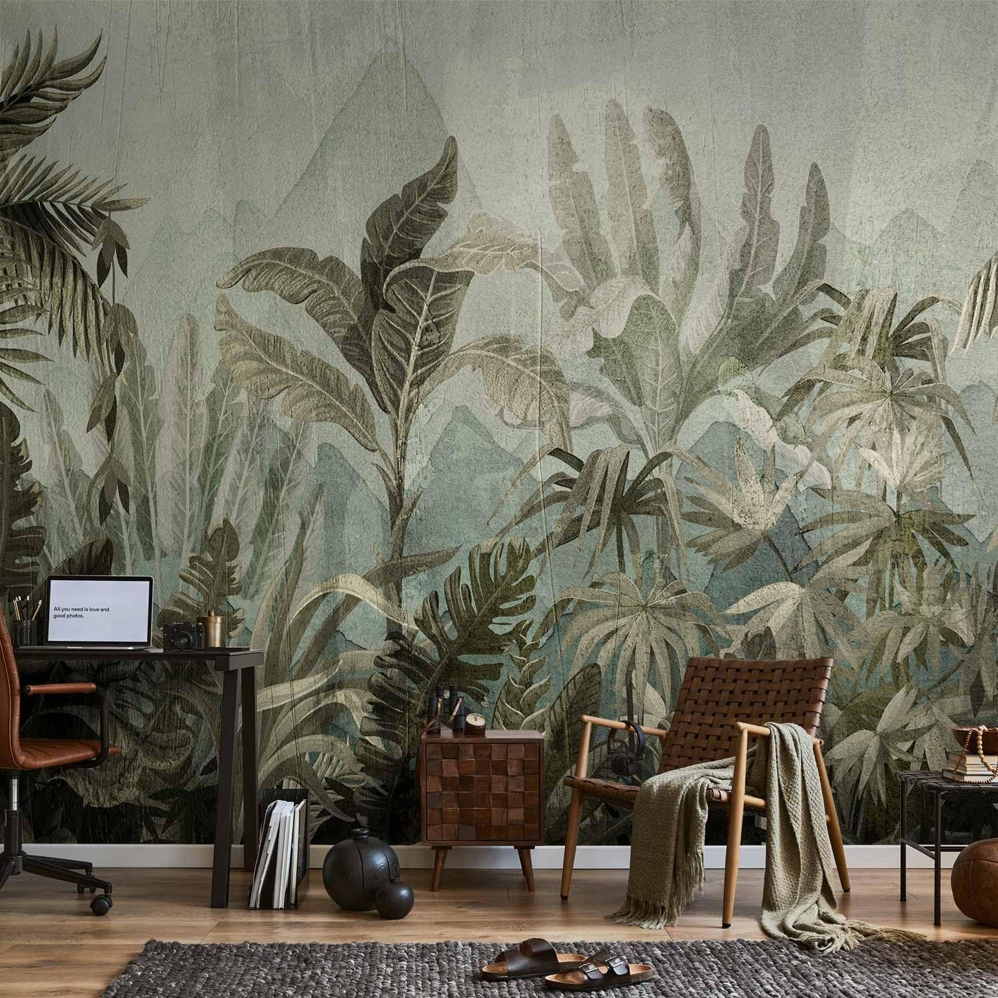 artgeist Wall Mural Leaves 77x55 in - XXL Peel and Stick Self-Adhesive Wallpaper Removable Large Sticker Foil Wall Decor Print Picture Image Design Nature Botanical Plants Palm Abstract b-C-0854-a-a