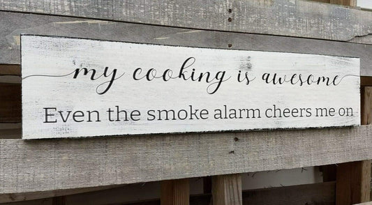 Funny Kitchen Sign, My Cooking is So Awesome, Farmhouse Kitchen Wall Decor,Rustic Quote Wooden Plaque Hanging for Housewarming (Cooking) 6x16 Inch