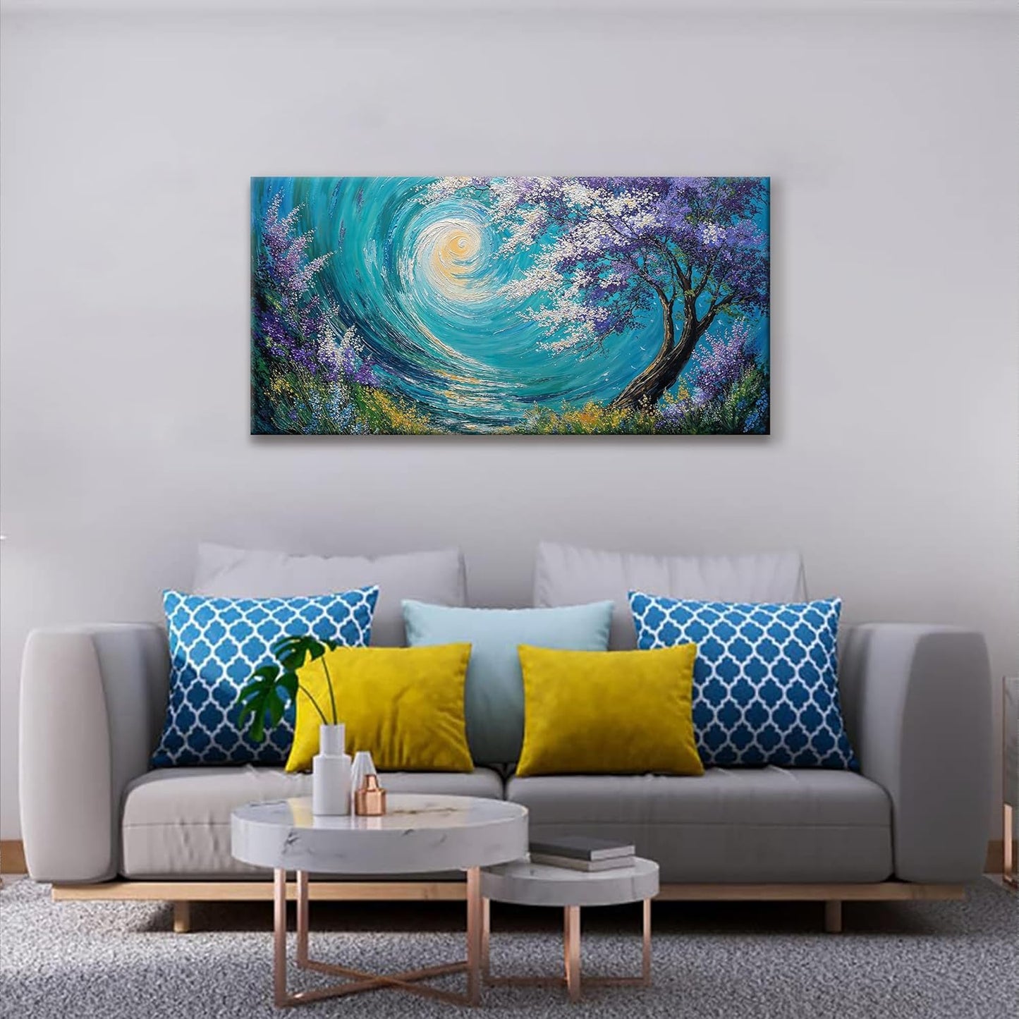 Suconvng Abstract Tree Wall Art Print Painting Canvas Art Wall Decor 20 X 40 Inch Decorations Purple Tree Abstract Art Picture For Bedroom Kitchen Office Home Wall Decor