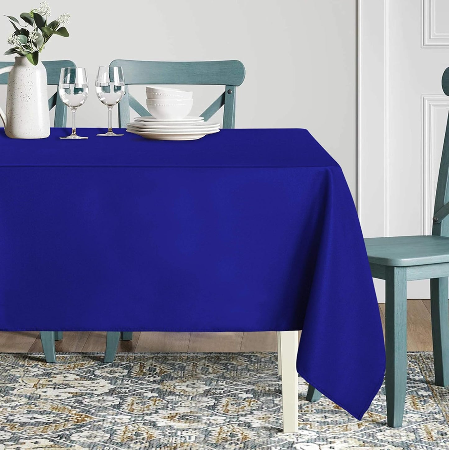 Sancua Rectangle Tablecloth - 90 x 132 Inch - Water Resistant Spill Proof Washable Polyester Table Cloth, Royal Blue