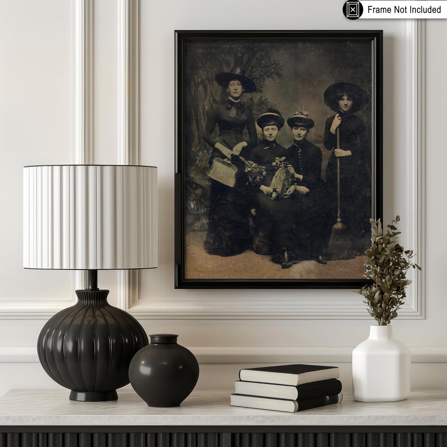 Poster Master Vintage Photograph Poster - Retro Halloween Print - Gift for Artist, Friend - Four Witches Wearing Robes, Sabbath, Coven, Sorcery - Wall Decor for Home, Office, 24x32 Unframed Wall Art