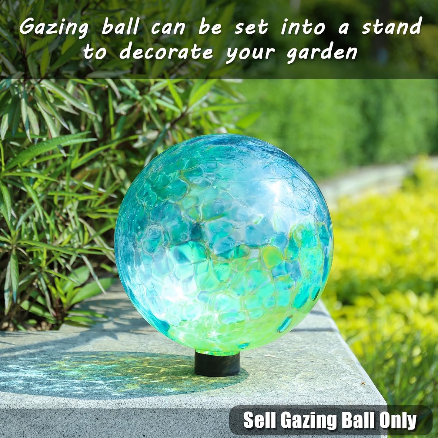 VCUTEKA Gazing Ball, Glass Gazing Balls Sphere for Garden Lawn Outdoor Ornament Yard Decorative, Blue Swirl, 10"