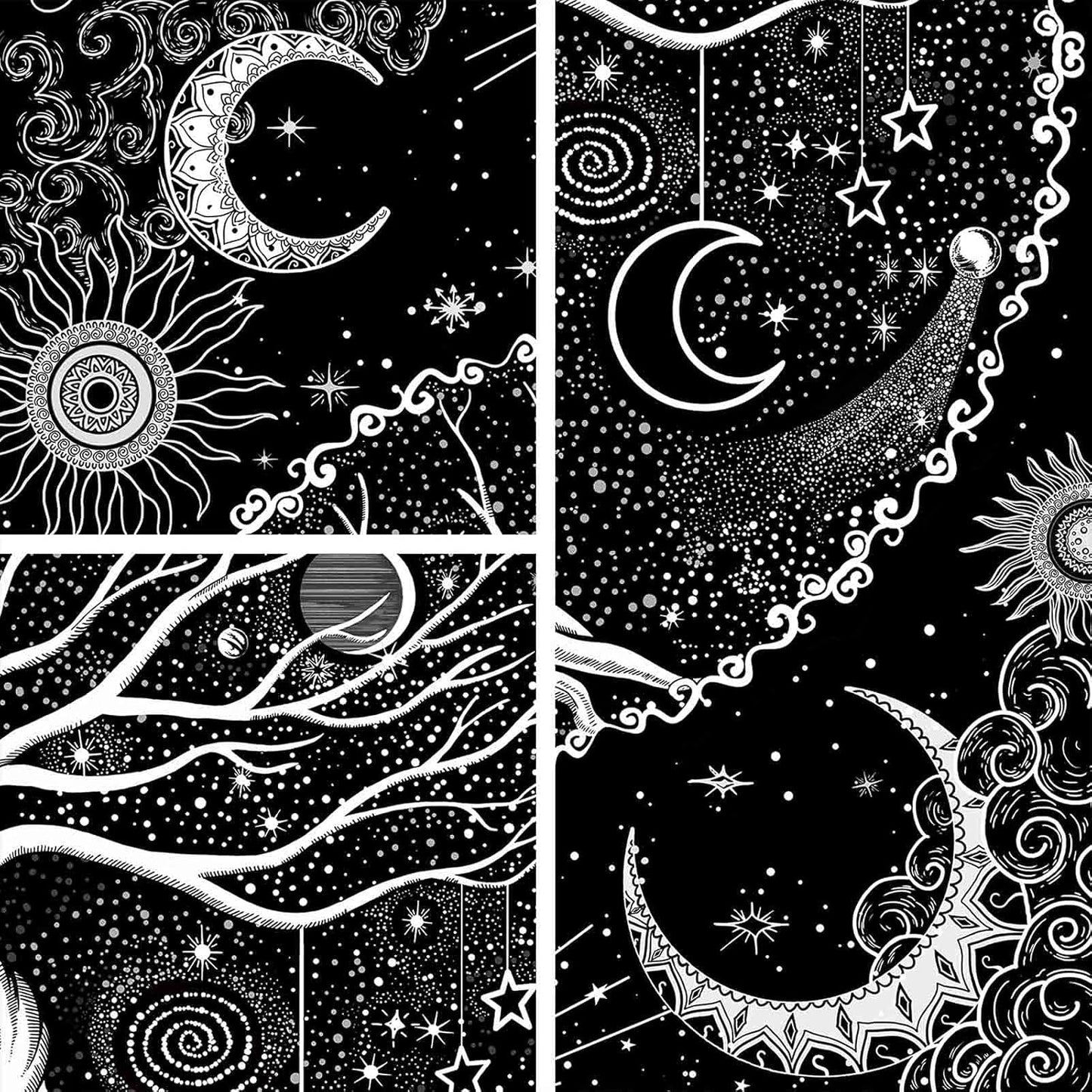 Lunerfex Tree of Life Tapestry Black and White Tapestry Mystical Sun and Moon Tapestries for Bedroom and Living Room Decor Black Tree 36×48 Inches