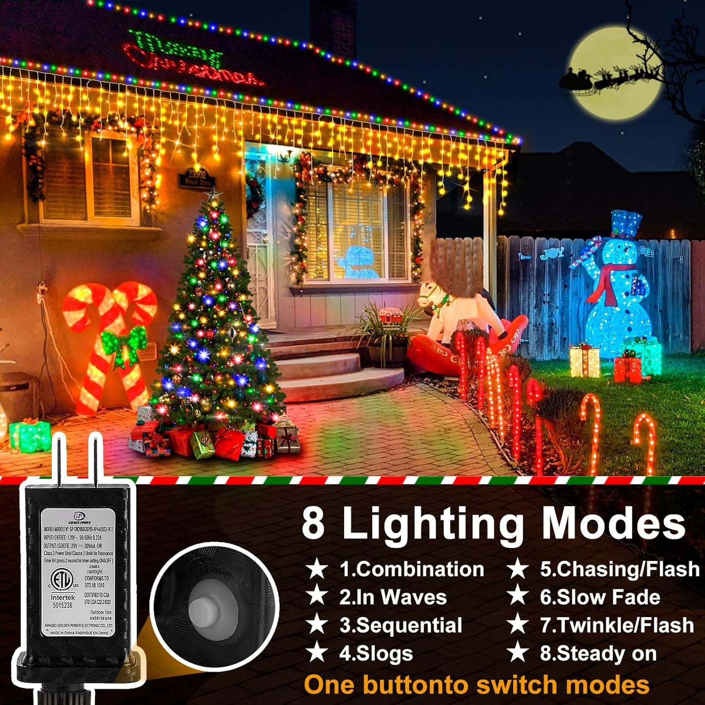 Christmas Lights Outdoor, 164FT 1600 LED Ice Lights for Outside with 320 Drops, 8 Modes Timer Memory Function, IP44 Waterproof Ice String Lights for Christmas Party Eaves Yard Decor (Warm White)