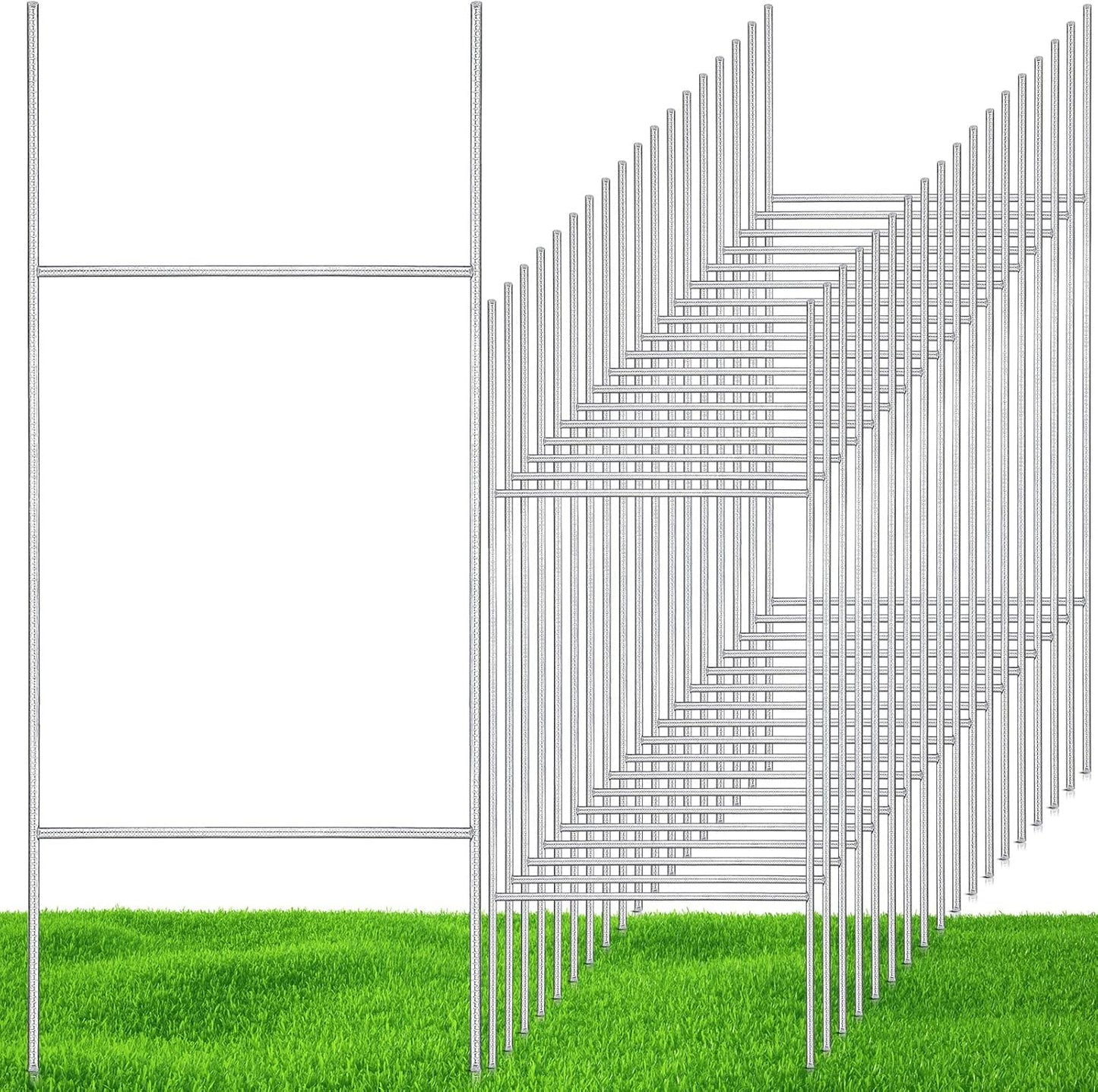 30 Pcs H Stakes for Yard Signs 30'' x 10'' Metal Heavy Duty H Frame Wire Stakes Weatherproof Metal Holder for 4mm 5mm Corrugated Signs Advertising Board Guidepost Yard Halloween Decor