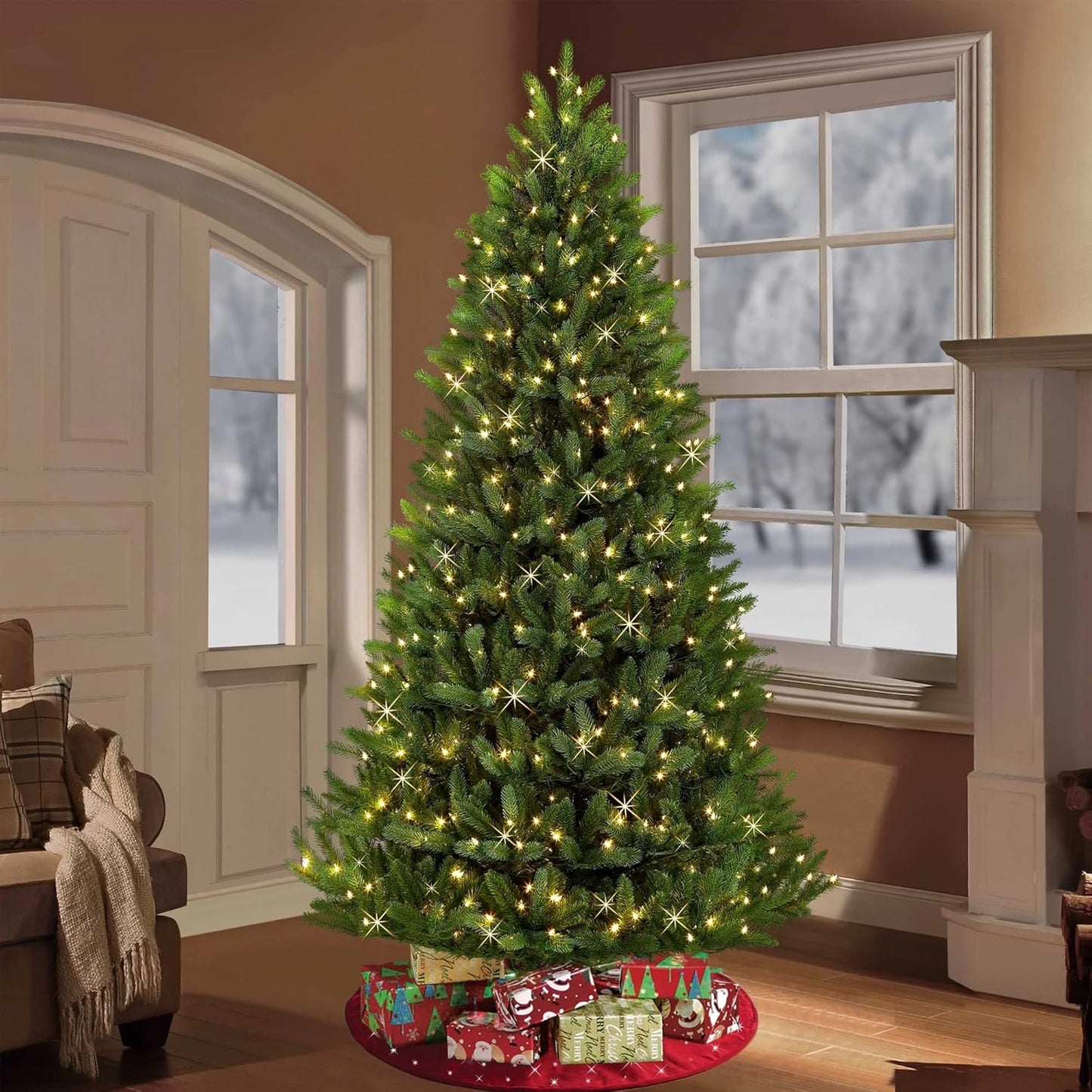 Dazzle Bright Warm White Christmas String Lights, 164ft 2000 LED Waterproof Green Wire Fairy Lights with 8 Modes, Outdoor Lights for Xmas Tree Holiday Wedding Party Christmas Decorations