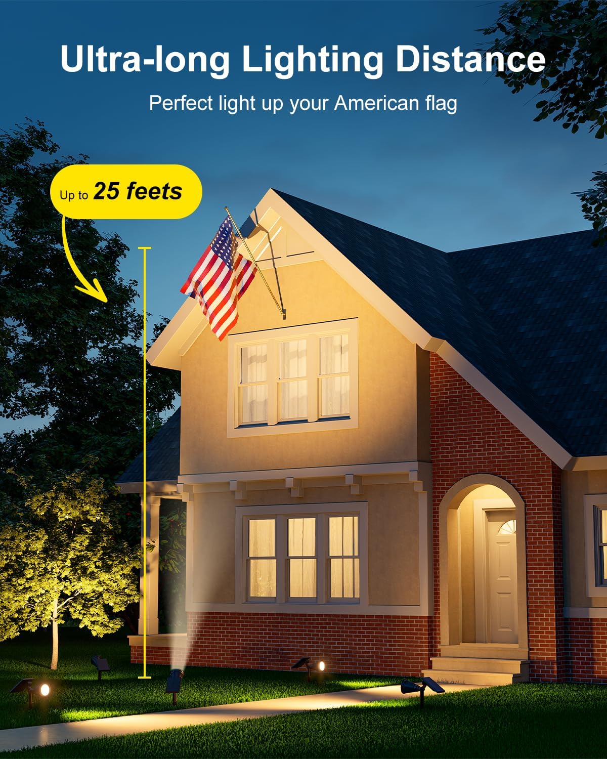 Solar Spot Lights Outdoor Waterproof for Flag, Tree, Plant, Sign, Statue, Mailbox, Bright LED Outside Landscape Flood Spotlights for Ambient Uplighting Yard, Garden, House, Backyard, Patio, Pathway
