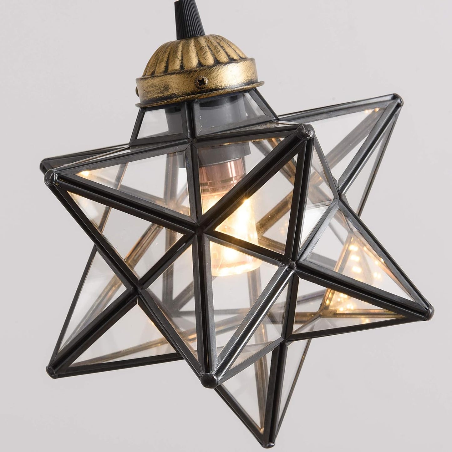 Glam Chandelier 3 Lights Glass Star Pendant Lights for Dining Table Kitchen Island Modern Ceiling Hanging Lights Included LED Warm Light Bulbs Oiled Bronze