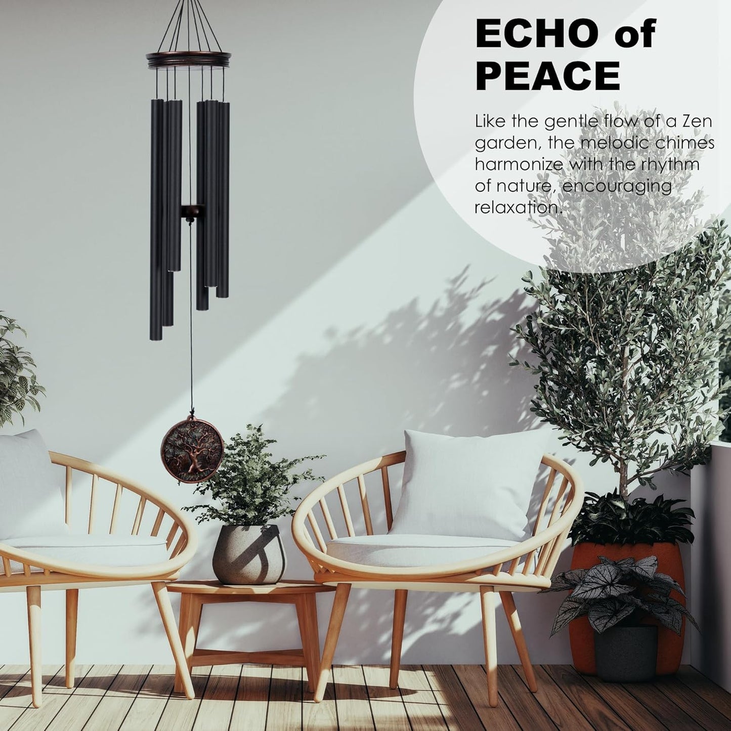 Vanquer Large Wind Chimes for Outside Deep Tone - 34'' Wind Chimes Outdoor Clearance, Tree of Life, Memorial, Sympathy Gift, Patio, Home Décor, Vintage Black (34" Tree of Life)