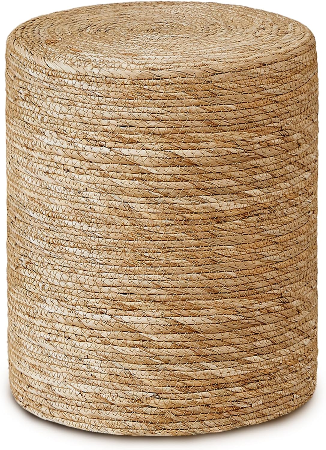 Cplxroc Pouf Ottoman, 100% Handwoven Seagrass Braided Pouffe, Boho Decor Floor Chair for Couch or Desk, Outdoor Ottomans for Garden, Round Footrest with Wood Frame, Home Decorative Seat for Balcony