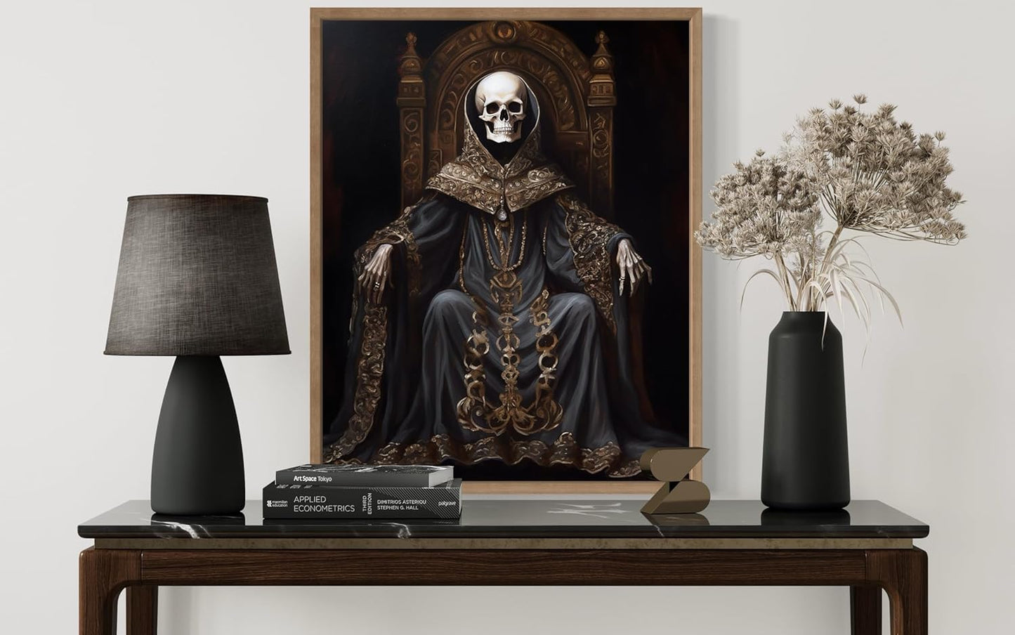 Skull King Poster Art Print, Halloween Scary Vintage Wall Art Academia Spooky Painting Decoration for Horror Prints, Gothic Posters Bedroom Decor 89 (Skull King 1, 11 x 14 inches, Wood Frame)