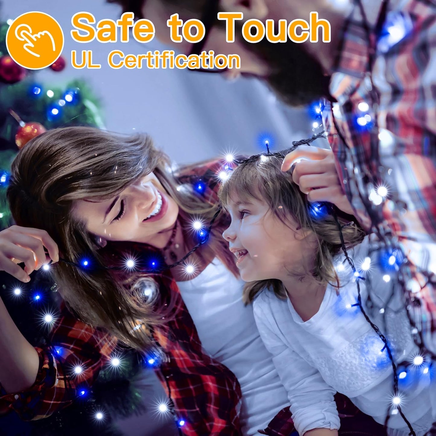 Ollny Christmas Lights, 500LED 164FT Long Christmas Tree Lights with 8 Modes Remote Timer IP44 Waterproof, Outdoor Christmas Lights for Tree House Yard Outside Xmas Decorations (Blue+White)