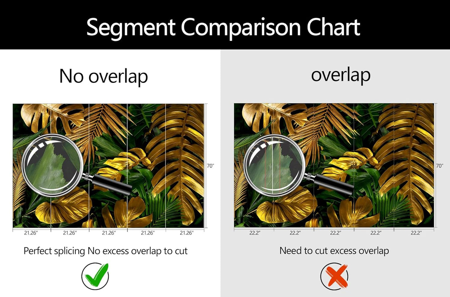 WFBHUA-Gold and Green Tropical Jungle Palm Leaf Wallpaper Mural Monstera Wall Mural for Living Room Bedroom (Not Peel and Stick)