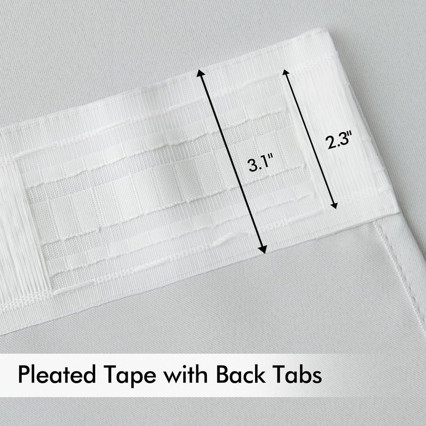 MIULEE Back Tab Light Blocking Curtains 120 Inch Long 2 Panels Set for Living Room Bedroom, Greyish White Rod Pocket/Pinch Pleated Extra Long Thermal Insulated Room Darkening Blackout Curtains/Drapes