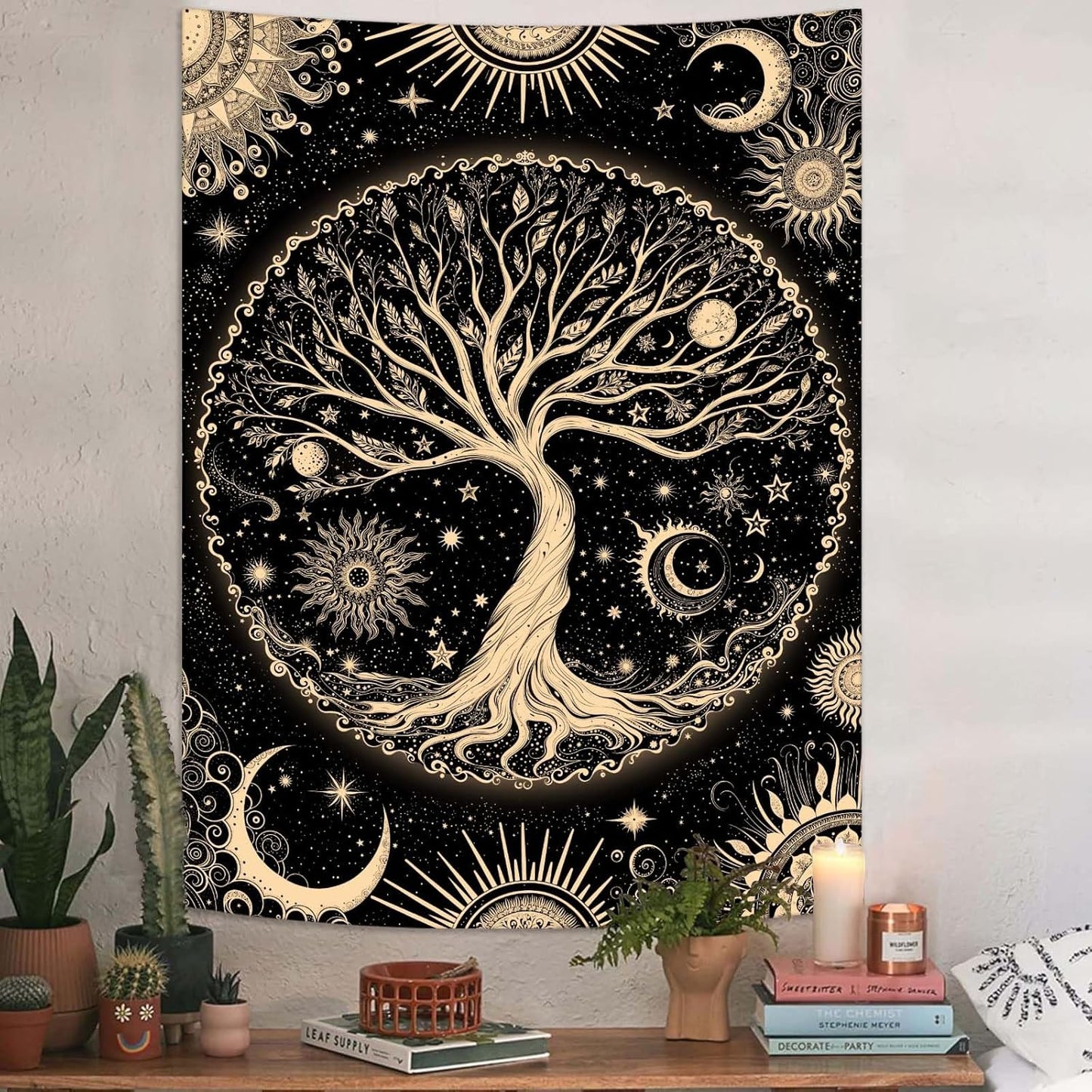 Lunerfex Tree of Life Tapestry Starry Sky Wall Tapestry, Vintage Tapestries for Bedroom Ceiling Tapestries Wall Hanging for Bedroom Living Room Decor Tree-3 60"x80"