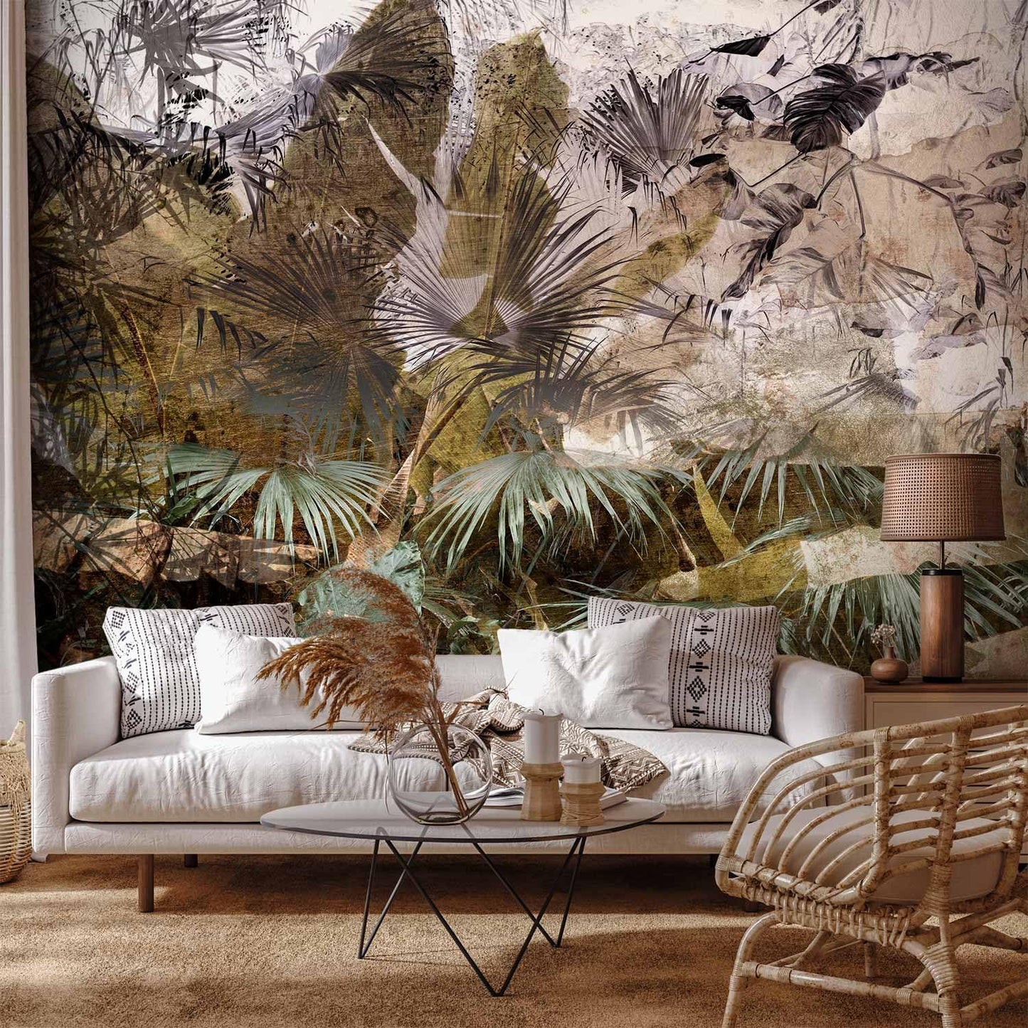 artgeist Wall Mural Tropical Leaves 138x101 in - XXL Non-Woven Wallpaper Fleece Wall Decor Photo Print Picture Image Design Jungle Nature Palm Leaves Like Painted b-C-0789-a-a