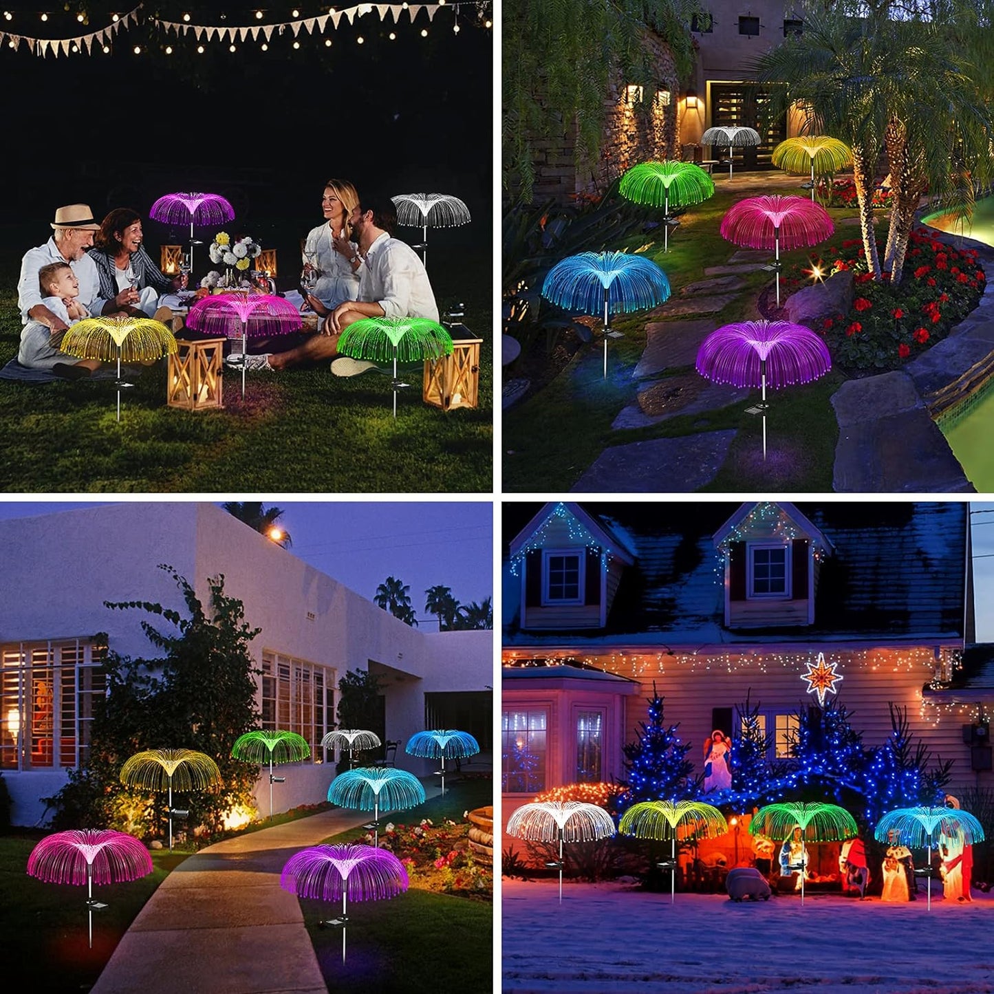Vosaro Solar Flower Lights Outdoor Garden Decorations Waterproof, 7 Color Changing Decorative Solar Stake Light for Yard Pathway Patio Lawn Party Wedding Decor, 3 PCS