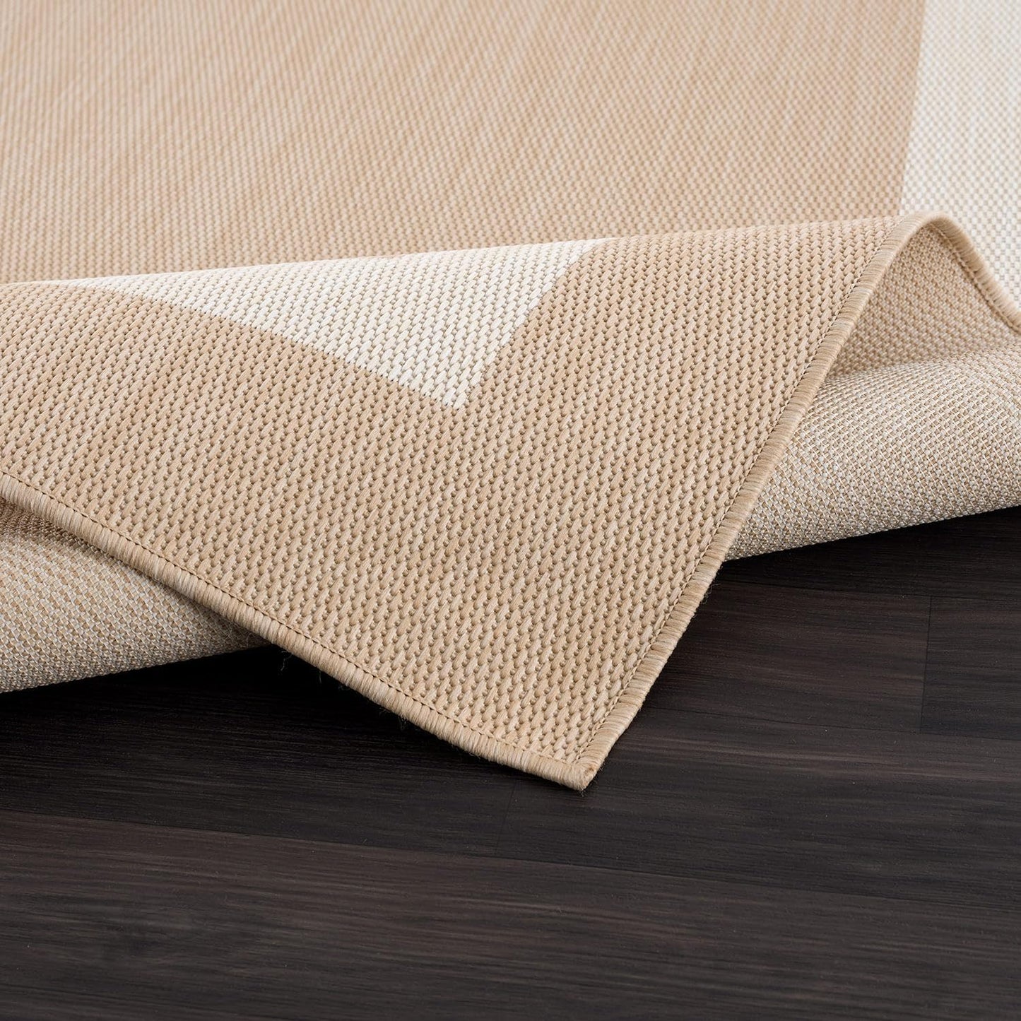 CAMILSON Outdoor Rug 10x14, Large Modern Outside Rugs for Patios Porches Waterproof Durable Washable Non-Shedding, Easy-to-Clean Indoor/Outdoor Area Carpet (10 x 14, Bordered - Beige/White)