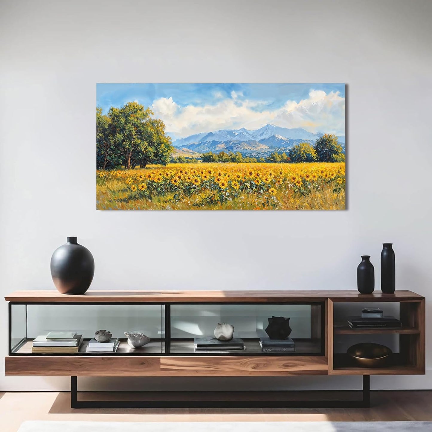Canvas Wall Art Decor Wall Art Pictures for Living Room Canvas Art Wall Decor Mountain Wildflowers Wall Art Prints Summer Landscape Artwork for Walls Bedroom Home Aesthetic Wall Art Decor 20" X 40"