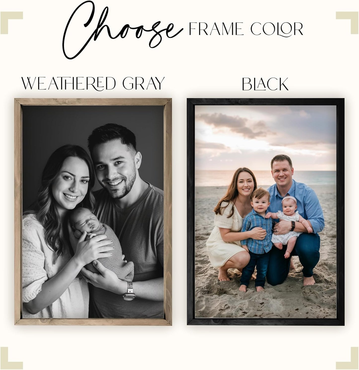 MRC Wood Products Custom Printed Portrait – Personalized Photo Artwork on Canvas Textured Board – 4 Size Options & 2 Frame Choices