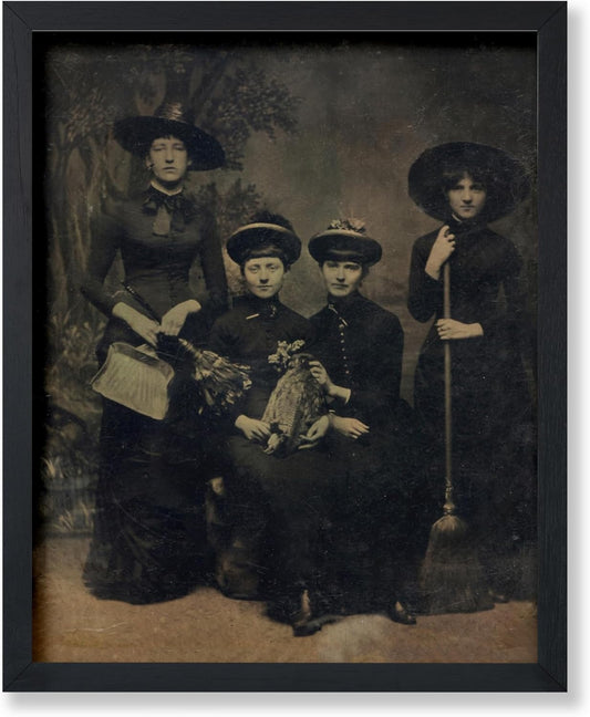Poster Master Vintage Photograph Poster - Retro Halloween Print - Gift for Artist, Friend - Four Witches Wearing Robes, Sabbath, Coven, Sorcery - Wall Decor for Home, Office, 24x32 Unframed Wall Art
